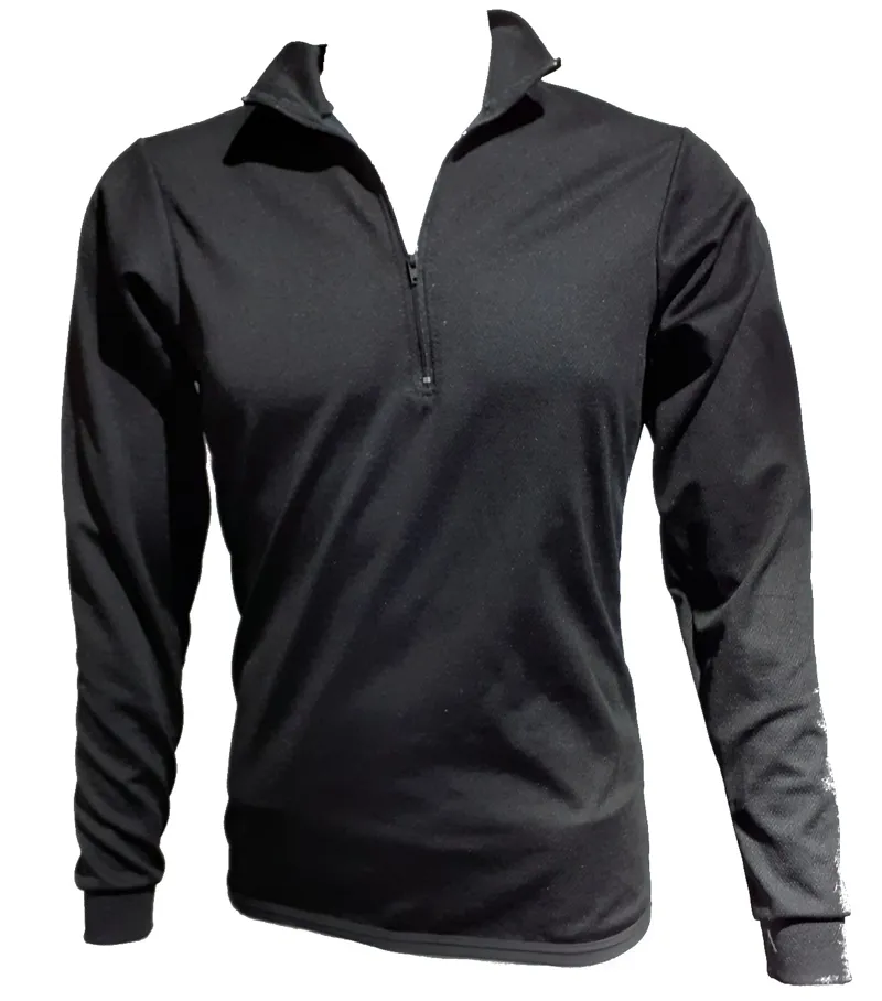 Lusso Breathe Long Sleeve Polo Base Layer in Black size Small -1